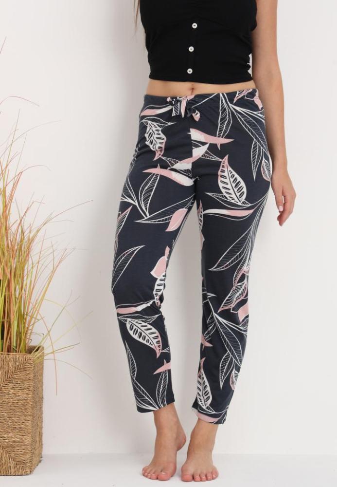 Pantaloni de Pijama Dama ,Culoare Bleumarin cu Roz,Engros